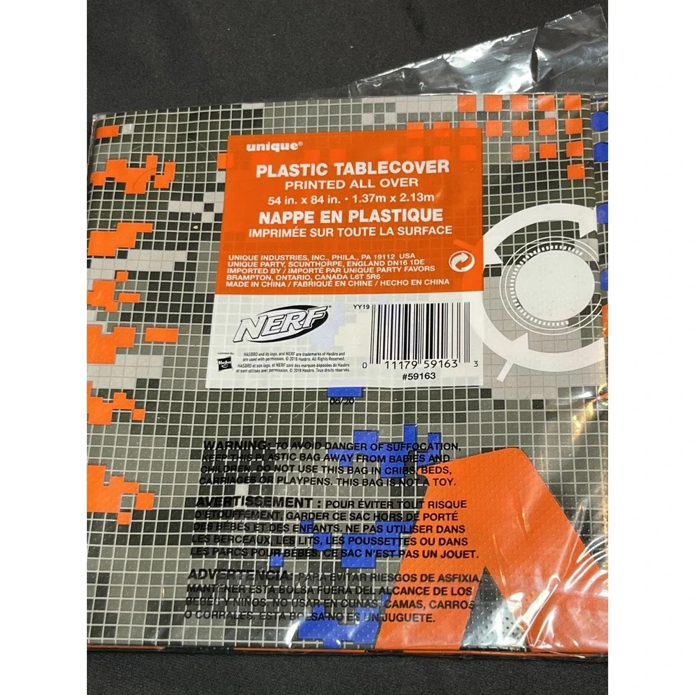 NERF Party Supplies Lot: 2 Plastic Tablecovers & 1 Pack of 4 Arm Sleeves Blaster